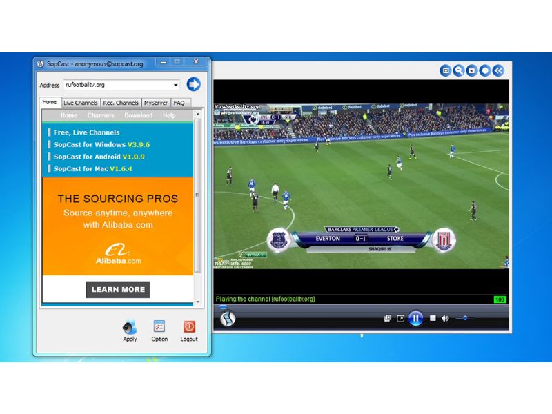 Ứng dụng xem bóng đá trực tuyến Sopcast