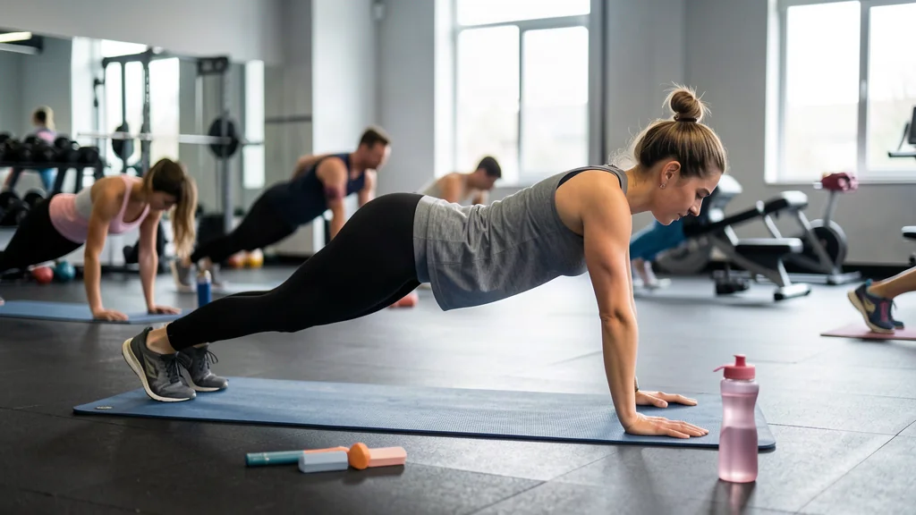 Bài plank trong phòng gym